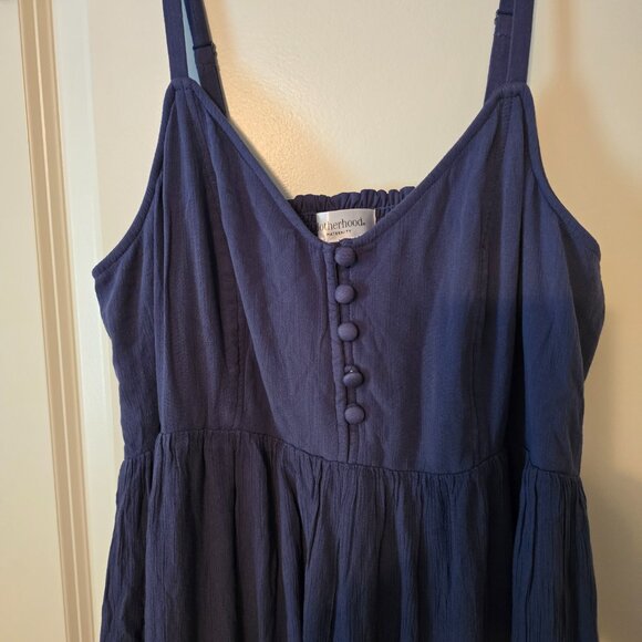 Motherhood Maternity Blue Sleeveless Tank Maxi Dress Small Flowy Button Gauze S - Picture 3 of 16